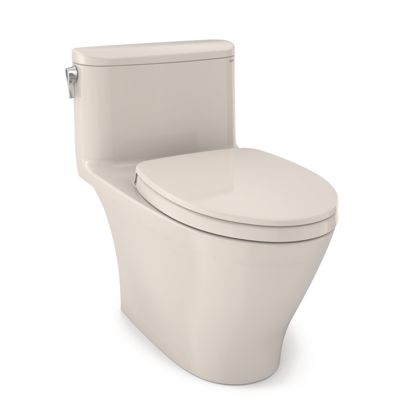 TOTO MS642124CEFG#12 Nexus One-Piece Elongated 1.28 GPF Universal Height Toilet with CEFIONTECT and SS124 SoftClose Seat, WASHLET+ Ready, Sedona Beige