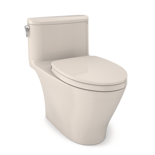 TOTO MS642124CEFG#12 Nexus One-Piece Elongated 1.28 GPF Universal Height Toilet with CEFIONTECT and SS124 SoftClose Seat, WASHLET+ Ready, Sedona Beige