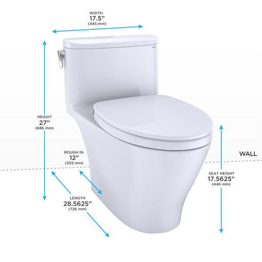 TOTO MS642124CEFG#12 Nexus One-Piece Elongated 1.28 GPF Universal Height Toilet with CEFIONTECT and SS124 SoftClose Seat, WASHLET+ Ready, Sedona Beige - view 2