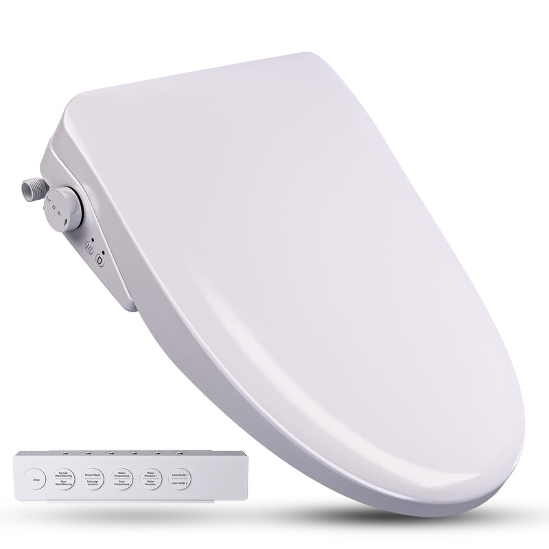 Anzzi TL-AZEB107UWH Electric Bidet Seat with Auto Lid, Heated, Warm Water, Air Dryer, Self Cleaning, Lady Wash, Deodoriz