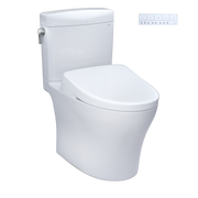 TOTO MW4364736CEMFGNA#01 WASHLET+ Aquia IV Cube Two-Piece Elongated Dual Flush 1.28 and 0.9 GPF Toilet with Auto Flush S7A Contemporary Bidet Seat, Cotton White