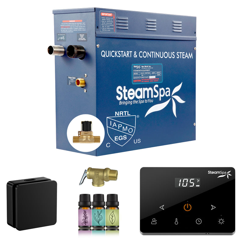 SteamSpa Oasis Series Generator Square Wireless Auto Drain - Matte Black