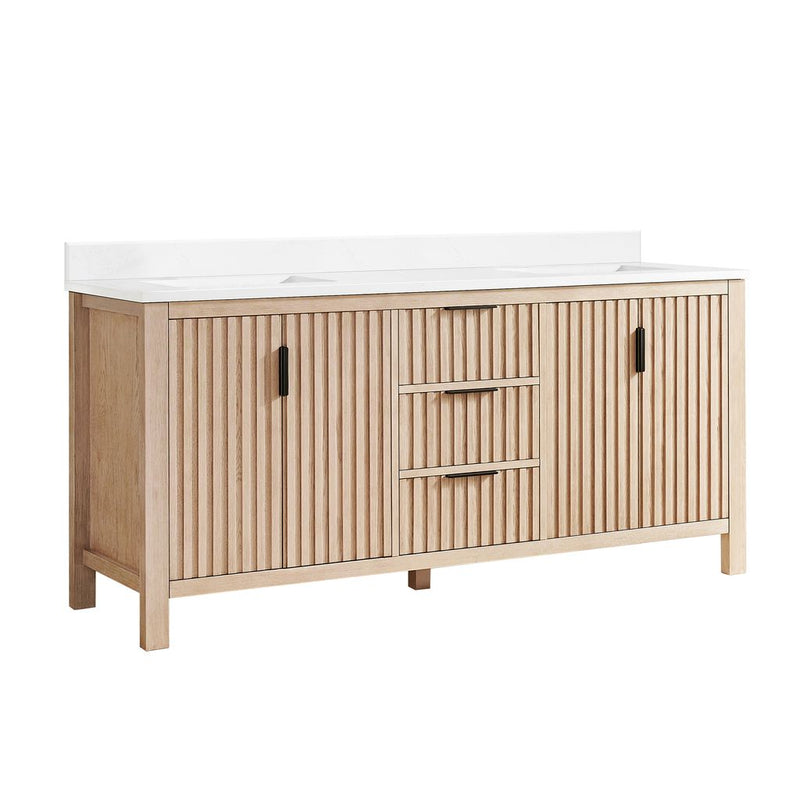 Vinnova 704272-AN-GW Shenzhen 72" Double Sink Bath Vanity in Aged Natural Oak