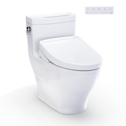 TOTO MW6243446CEFG#01 WASHLET+ Legato One-Piece Elongated 1.28 GPF Toilet and WASHLET S5 Bidet Seat, Cotton White
