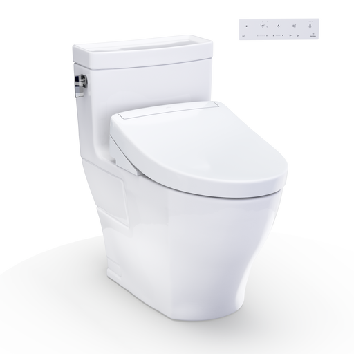 TOTO MW6243446CEFG#01 WASHLET+ Legato One-Piece Elongated 1.28 GPF Toilet and WASHLET S5 Bidet Seat, Cotton White