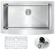 Anzzi Elysian Farmhouse Stainless Steel 36 in. Single Bowl Kitchen Sink in Brushed Satin