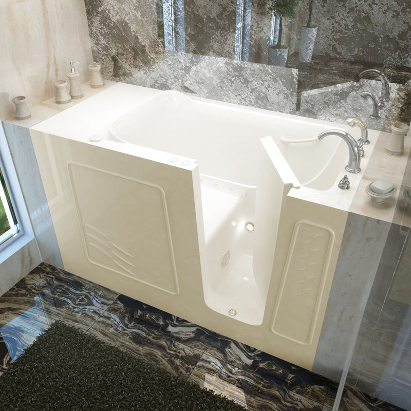 Meditub A3060WIRBA Walk-In 30 x 59 Right Drain Biscuit Air Jetted Walk-In Bathtub