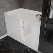 Meditub 3660RWS Collection 36 x 60 Right Side Drain Soaker Jetted Bathtub in White with Fast Filling Faucet Set