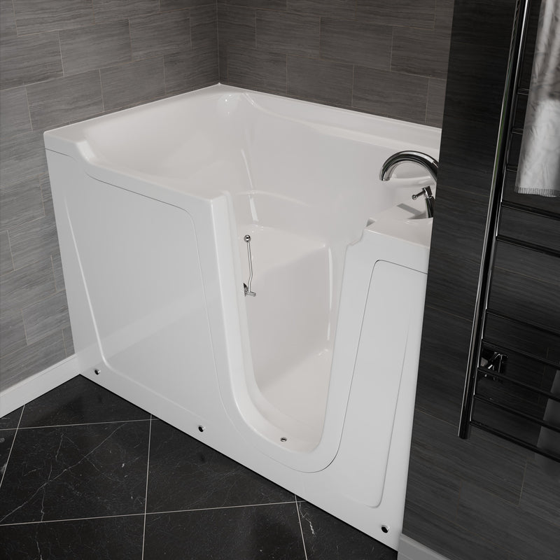Meditub 3660RWS Collection 36 x 60 Right Side Drain Soaker Jetted Bathtub in White with Fast Filling Faucet Set