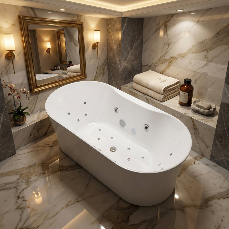 Anzzi FT-AZ204 ANZZI Julia Series 67 in. Freestanding Acrylic Air and Whirlpool Bathtub with Touch Sensitive Control and Chroma Lights - view 3