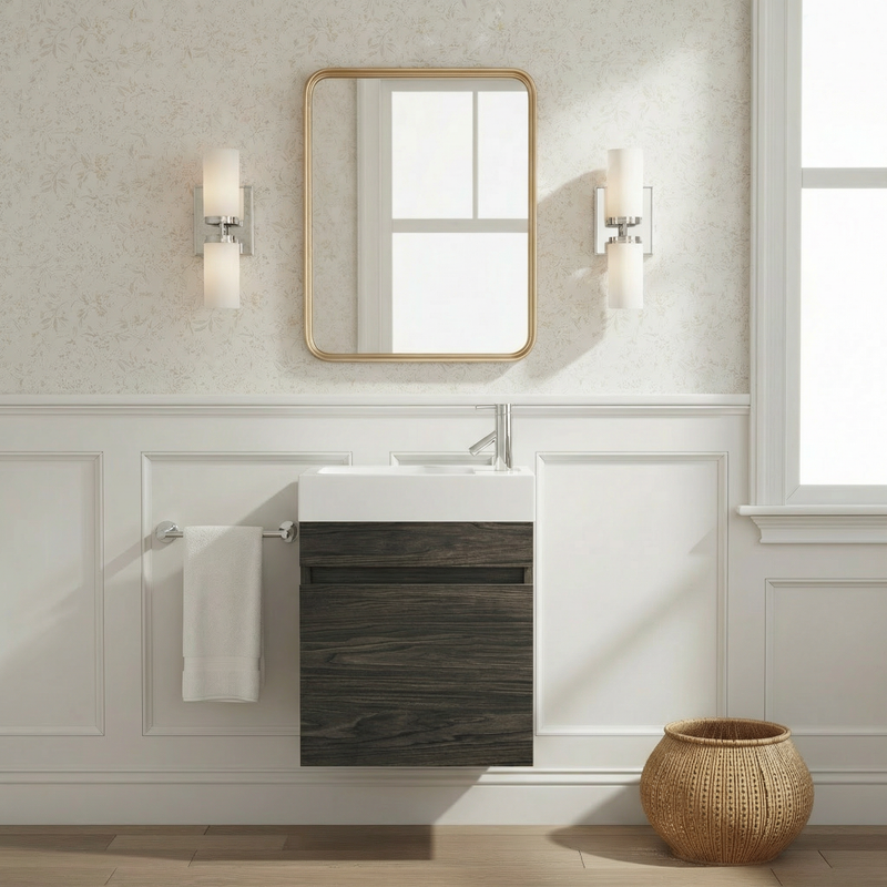 Cutler FVPICCTETE18 Piccolo 18" Space Saver Wall Mount Bathroom Vanity - Tete a Tete