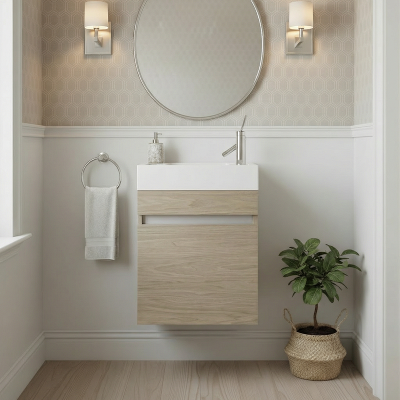 Cutler FVPICCCAST18 Piccolo 18" Space Saver Wall Mount Bathroom Vanity - Casting at First Light