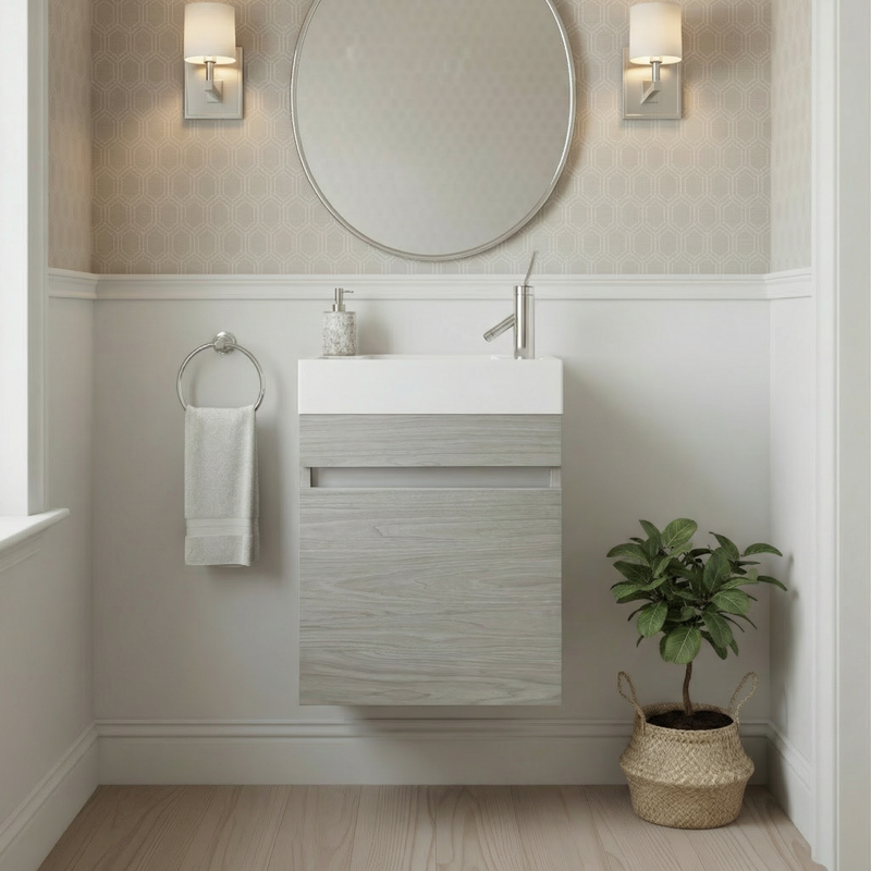 Cutler FVPICCWKND18 Piccolo 18" Space Saver Wall Mount Bathroom Vanity - Weekend Getaway