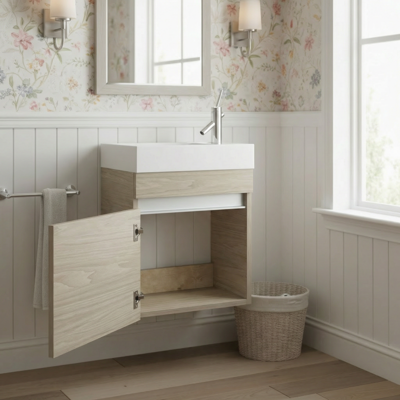 Cutler FVPICCCAST18 Piccolo 18" Space Saver Wall Mount Bathroom Vanity - Casting at First Light