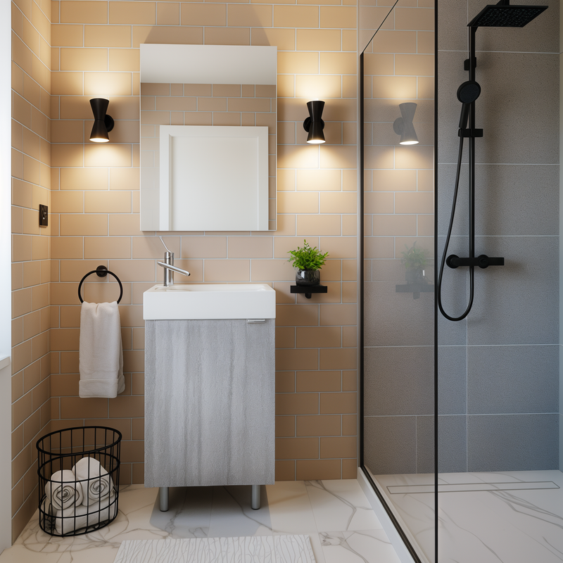 Cutler STUSHWHT18 Studio 18" Single Sink Free Standing Cultured Marble Top Bathroom Vanity - Soho