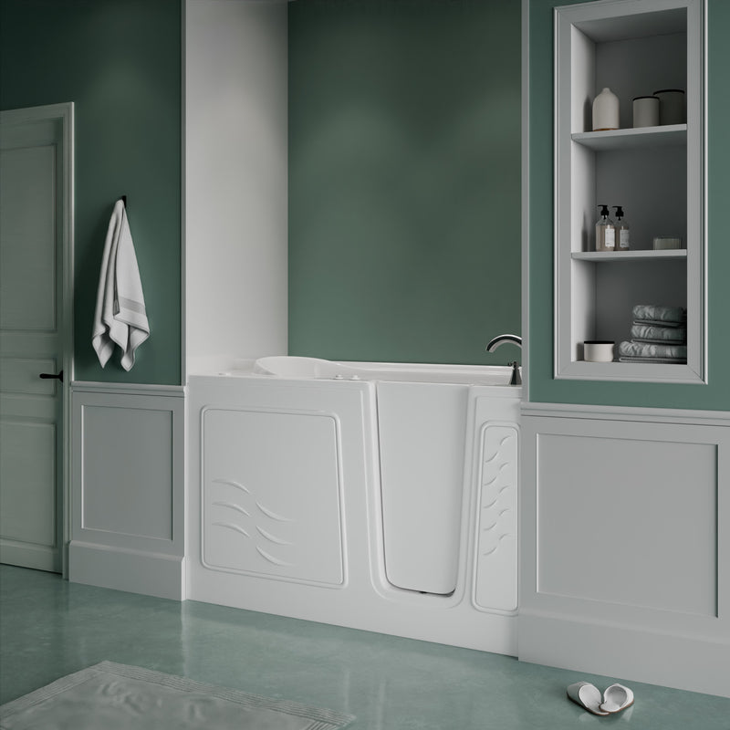 Meditub 3060WIRWA Collection 30 x 59 Right Side Drain Air Jetted Bathtub in White with Aroma and Chroma Therapy lifestyle
