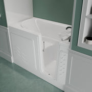 Meditub A3060WIRWS Collection 30 x 59 Right Side Drain Soaker Jetted Bathtub in White with Fast Filling Faucet Set