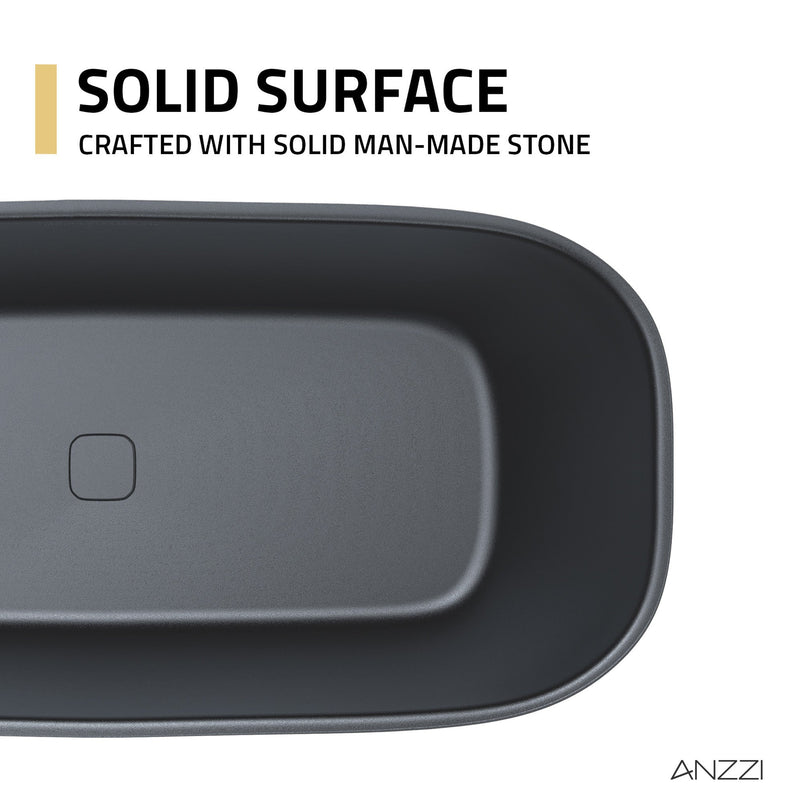 Anzzi FT-AZ6732 67 in. x 32 in. Rectangle Stone Resin Freestanding Soaking Bathtub