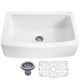 Anzzi Prisma Series Farmhouse Solid Surface 36 in. 0-Hole Single Bowl Kitchen Sink with 1 Strainer