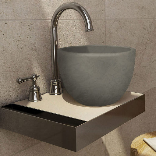 Humboldt Round Cast Concrete Vessel Sink - Dark Grey with Textured Finish