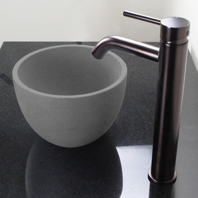 Humboldt Round Cast Concrete Vessel Sink - Light Grey