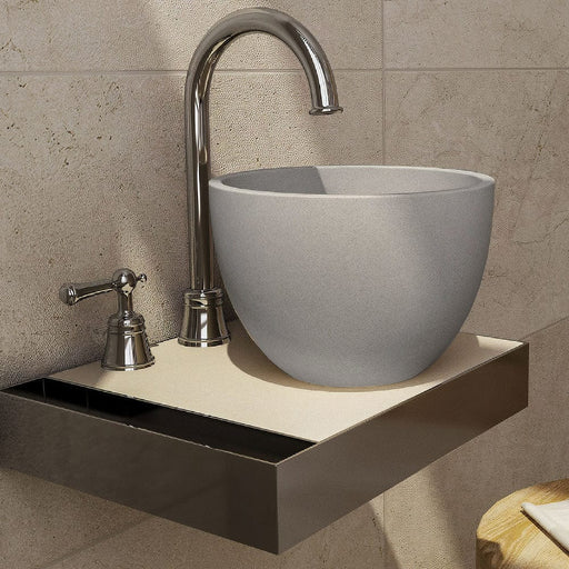 Humboldt Round Cast Concrete Vessel Sink - Light Grey with Textured Finish