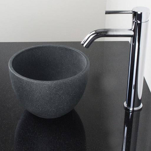 Humboldt Round Cast Concrete Vessel Sink - Speckled Dark Grey Sandstone