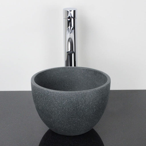 Humboldt Round Cast Concrete Vessel Sink - Speckled Dark Grey Sandstone