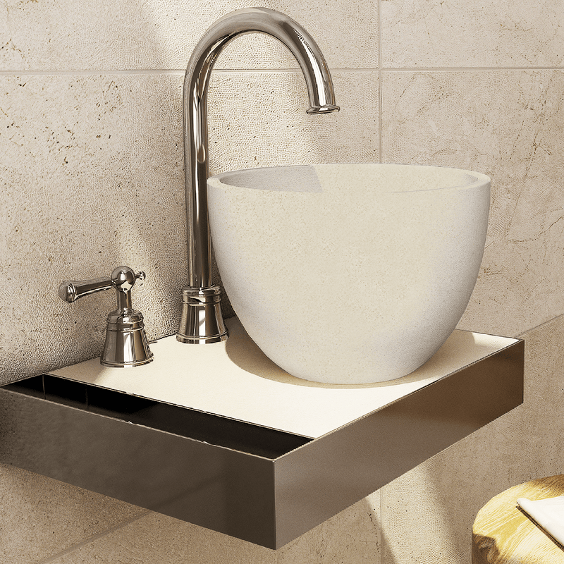 Humboldt Round Cast Concrete Vessel Sink - White Sandstone