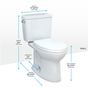 TOTO MS776124CSG#01 Drake Two-Piece Elongated 1.6 GPF TORNADO FLUSH Toilet with CEFIONTECT and SoftClose Seat, WASHLET+ Ready, Cotton White - view 2