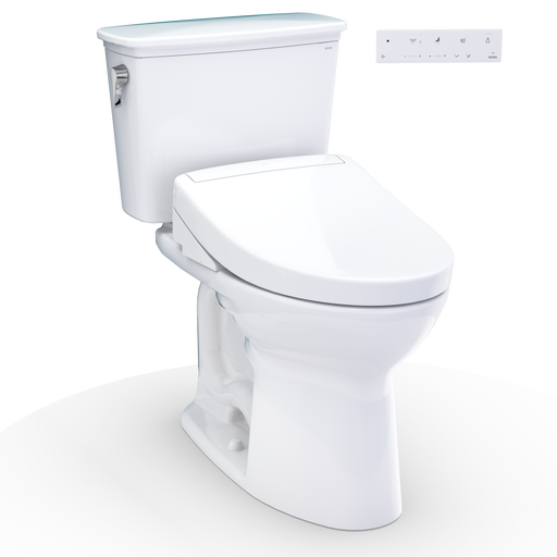 TOTO MW7863446CEFG#01 Drake Transitional WASHLET+ Two-Piece Elongated 1.28 GPF Universal Height TORNADO FLUSH Toilet with S5 Bidet Seat, Cotton White