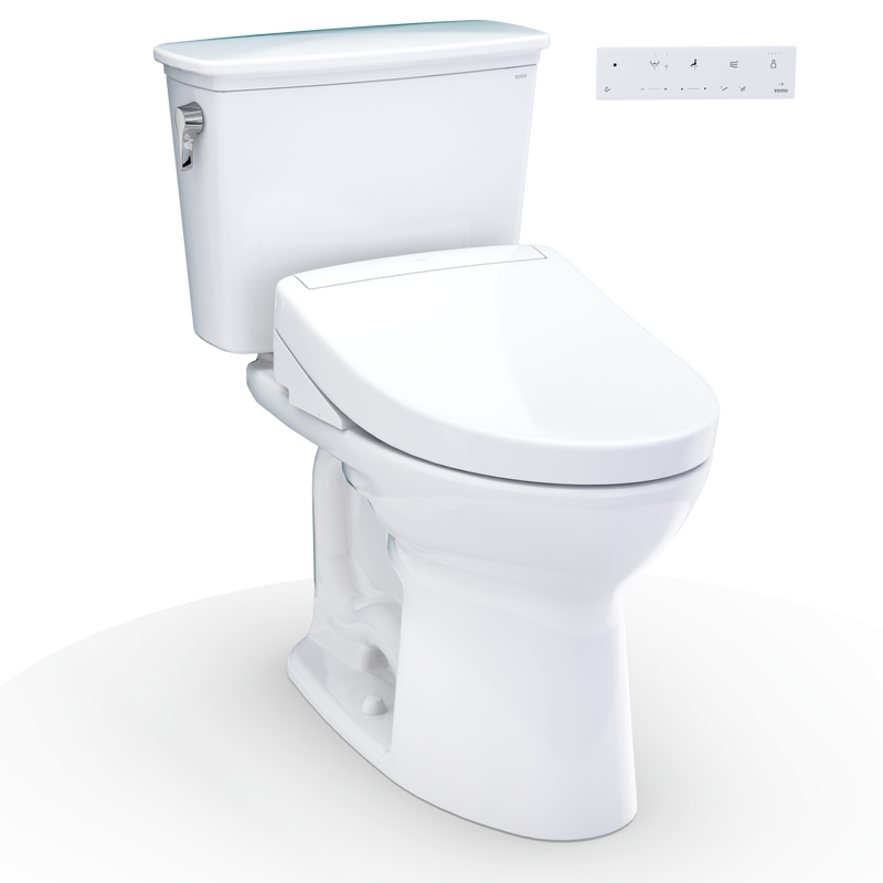 TOTO MW7863446CEFG.10#01 Drake Transitional WASHLET+ Two-Piece Elongated 1.28 GPF Universal Height TORNADO FLUSH Toilet with S5 Bidet Seat, Cotton White