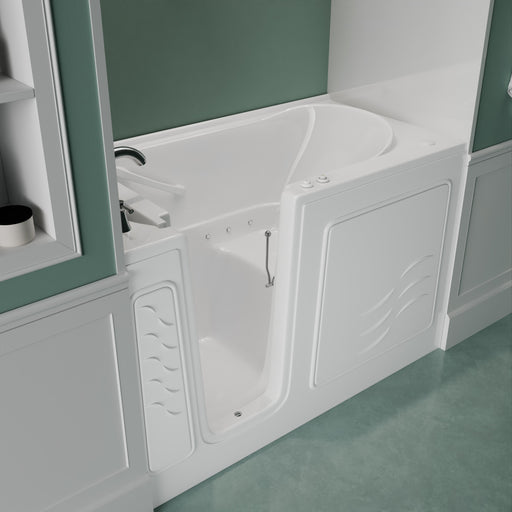 Meditub 3060WILWA Collection 30 x 59 Left Side Drain Air Jetted Bathtub in White with Aroma and Chroma Therapy