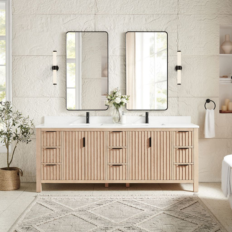 Vinnova 704284-AN-GW Shenzhen 84" Double Sink Bath Vanity in Aged Natural Oak