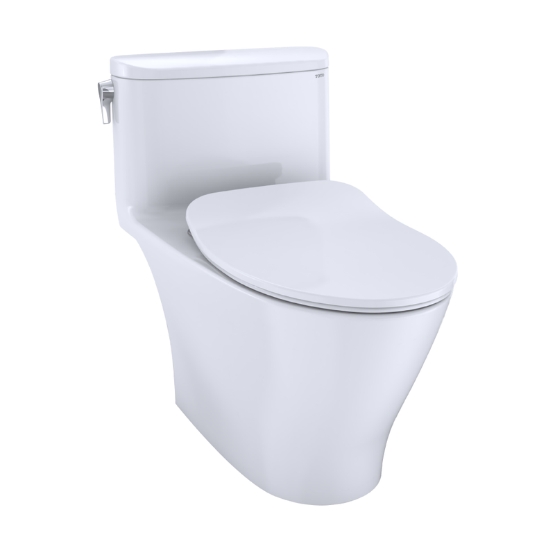 TOTO MS642234CEFG#01 Nexus One-Piece Elongated 1.28 GPF Universal Height Toilet with CEFIONTECT and SS234 SoftClose Seat, WASHLET+ Ready, Cotton White - view 6