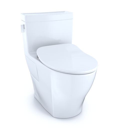 TOTO MS624234CEFG#01 Legato One-Piece Elongated 1.28 GPF Toilet with CEFIONTECT and SoftClose Seat, WASHLET+ Ready, Cotton White