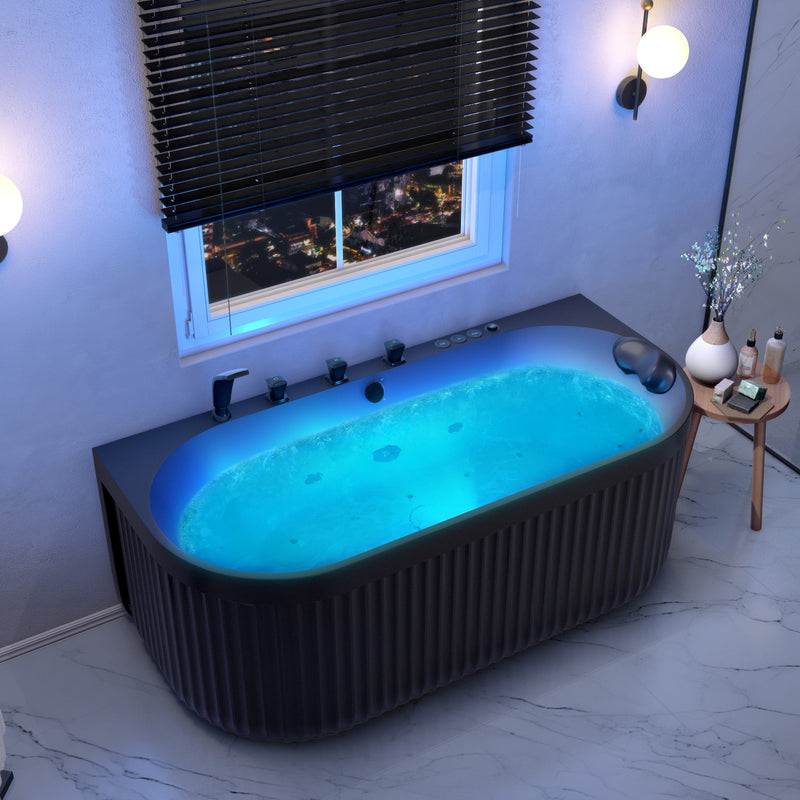 Anzzi FT-AZ514BK-BK Stone Belle 67 in. x 32 in. Freestanding Whirlpool and Air Bathtub in Black