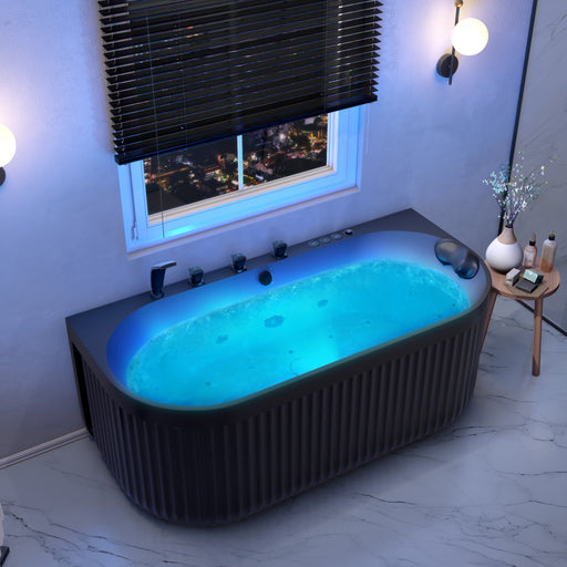 Anzzi FT-AZ514BK-BK Stone Belle 67 in. x 32 in. Freestanding Whirlpool and Air Bathtub in Black