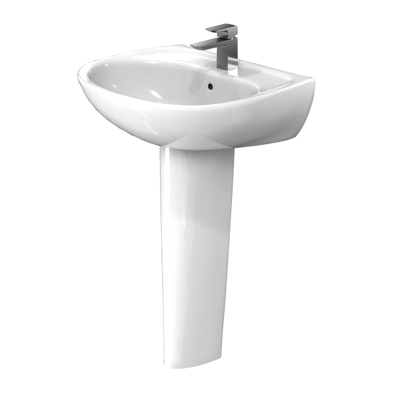 TOTO LPT241G#01 Supreme Oval Basin Pedestal Bathroom Sink with CeFiONtect for Single Hole Faucets, Cotton White - view 5