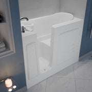 Meditub A2653LWS Collection 26 x 53 Left Side Drain Soaker Jetted Bathtub in White with Fast Filling Faucet Set