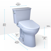 TOTO MW7864726CEGA#01 Drake Transitional WASHLET+ Two-Piece Elongated 1.28 GPF TORNADO FLUSH Toilet and S7 Bidet Seat with Auto Flush, Cotton White - view 2