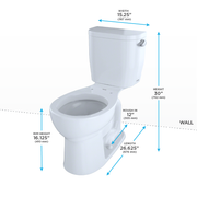 TOTO CST243EFR#01 Entrada Two-Piece Round 1.28 GPF Universal Height Toilet with Right-Hand Trip Lever, Cotton White - view 4