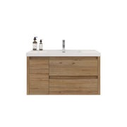 Moreno Bath JAD36R Jade 36" Floating Bathroom Vanity Set with Reinforced Acrylic Sink Top (Right Drawer)