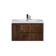 Moreno Bath JAD36R Jade 36" Floating Bathroom Vanity Set with Reinforced Acrylic Sink Top (Right Drawer) - view 3