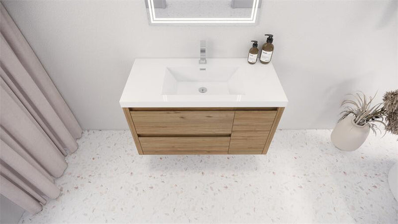 Moreno Bath JAD42L Jade 42" Floating Bathroom Vanity Set with Reinforced Acrylic Sink Top (Left Drawer) - view 2