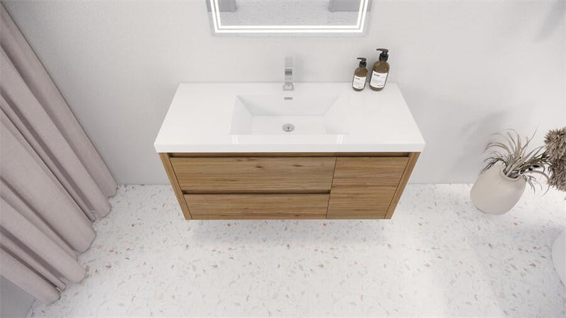 Moreno Bath JAD48L Jade 48" Floating Bathroom Vanity Set with Reinforced Acrylic Single Sink Top (Left Drawer) - view 5