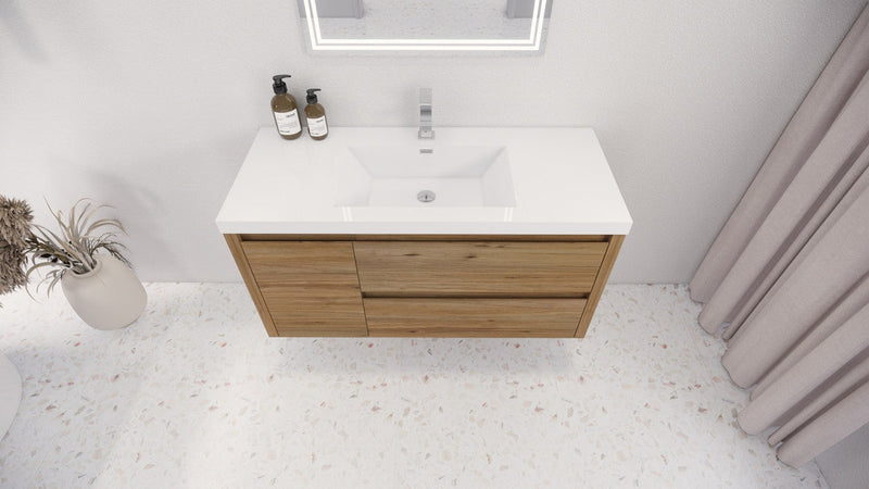 Moreno Bath JAD48R Jade 48" Floating Bathroom Vanity Set with Reinforced Acrylic Single Sink Top (Right Drawer) - view 2