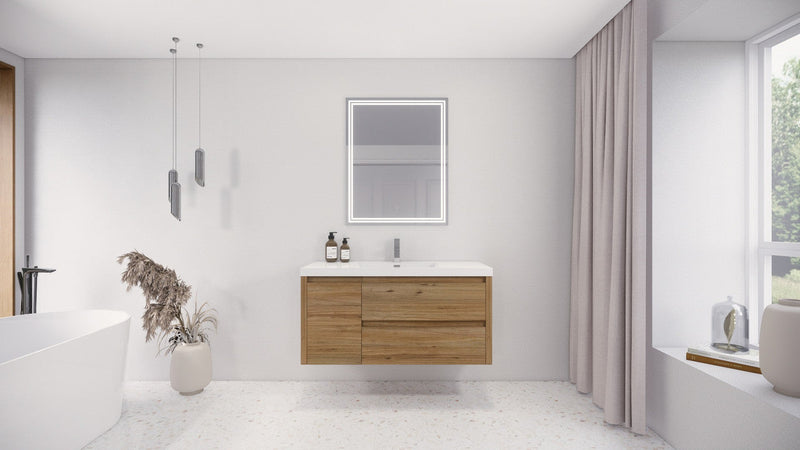 Moreno Bath JAD48R Jade 48" Floating Bathroom Vanity Set with Reinforced Acrylic Single Sink Top (Right Drawer)