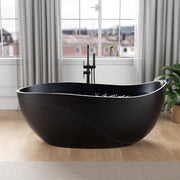 Anzzi FT-AZ516 67 in. x 32 in. Oval Stone Resin Freestanding Bathtub with Headrest
