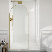 Anzzi SD-AZ18-01BG Ember Series 34 in. x 78 in. Framed Arch Shower Screen in Brushed Gold